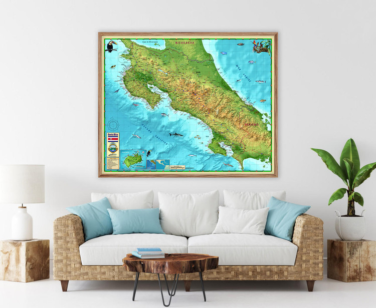 Costa Rica Wall Map by Compart Maps, image 1, World Maps Online