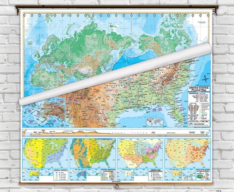 Advanced U.S. & World Physical Combo from Kappa Maps, image 1, World Maps Online