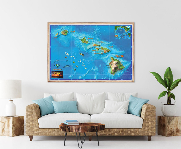 Hawaii Illustrated Wall Map from Compart, image 1, World Maps Online