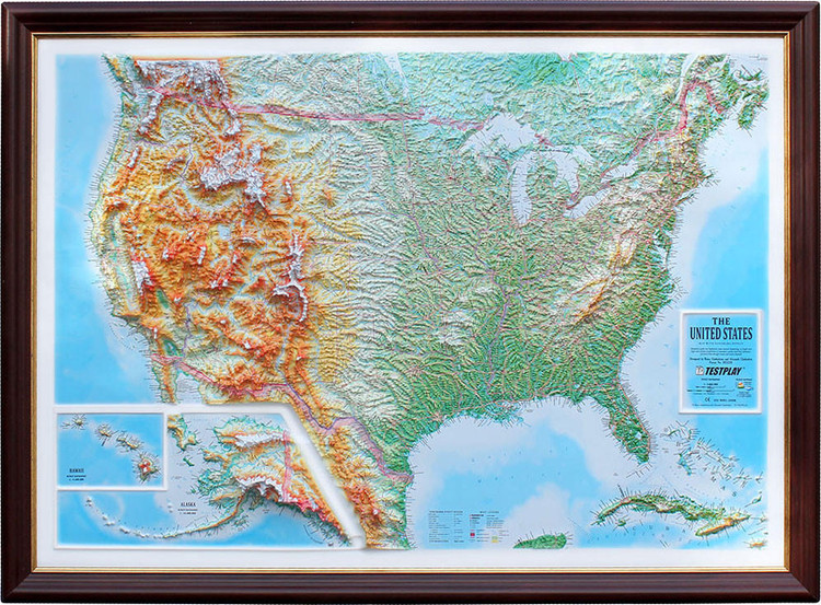 United States Exaggerated Raised Relief Map, image 1, World Maps Online