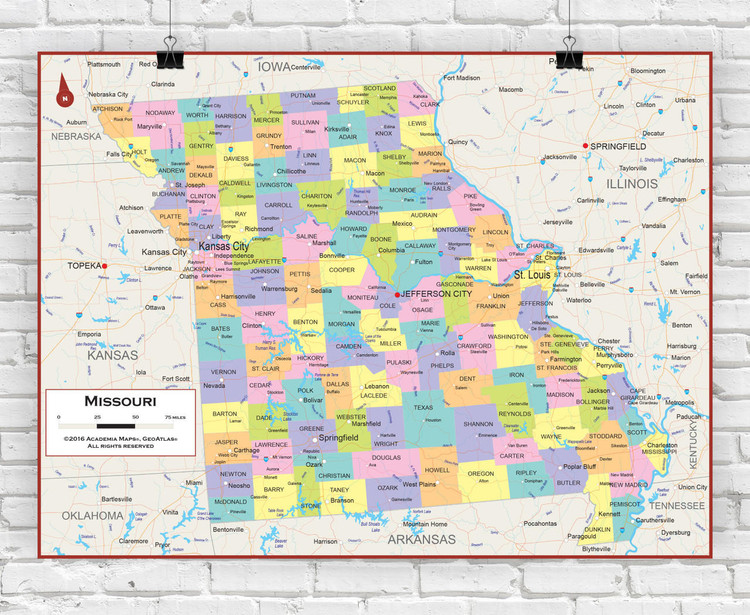 Missouri Wall Map - Political, image 1, World Maps Online