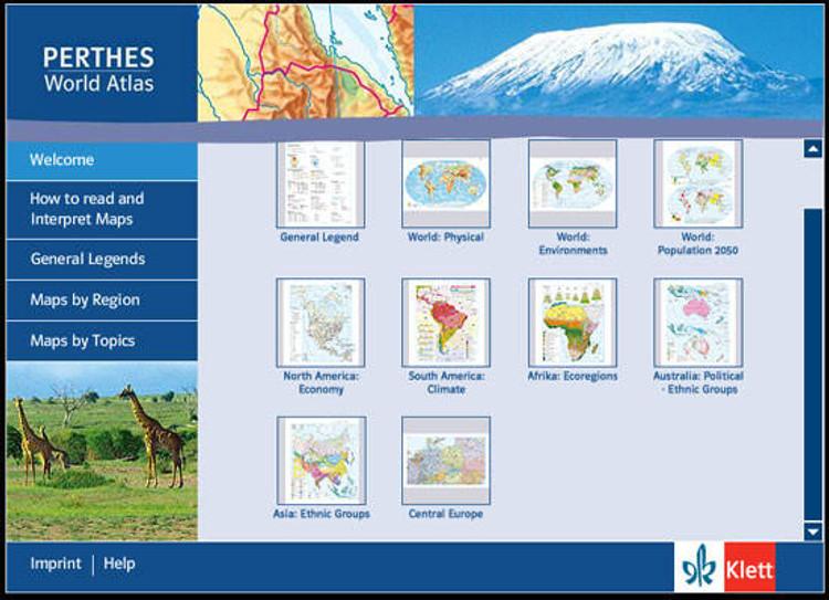 Digital World Atlas - Klett-Perthes School Wide Site License - Fully Interactive World & Human Geography Atlas, image 1, World Maps Online