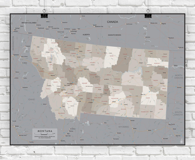 Montana Wall Map - Executive, image 1, World Maps Online