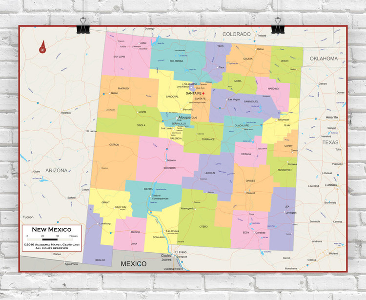 New Mexico Wall Map - Political, image 1, World Maps Online