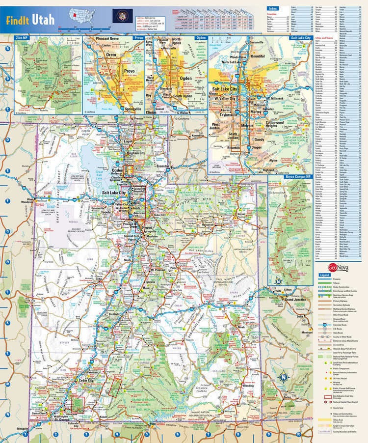 Utah Reference Wall Map, image 1, World Maps Online