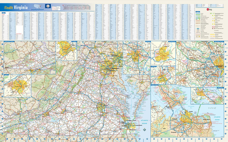 Virginia Reference Wall Map, image 1, World Maps Online