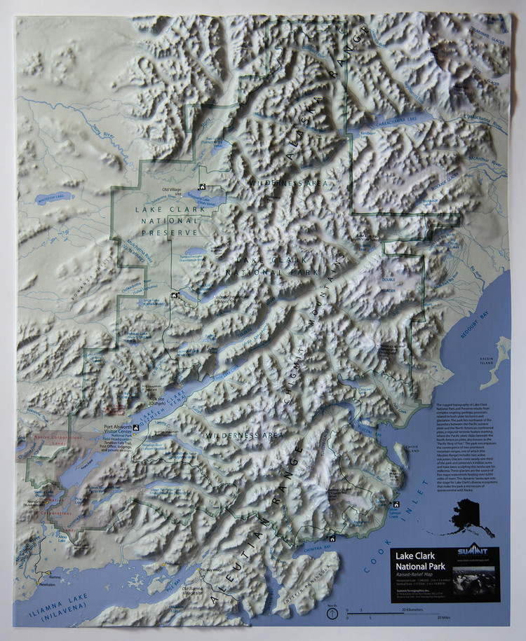 Lake Clark National Park Raised Relief Map, image 1, World Maps Online