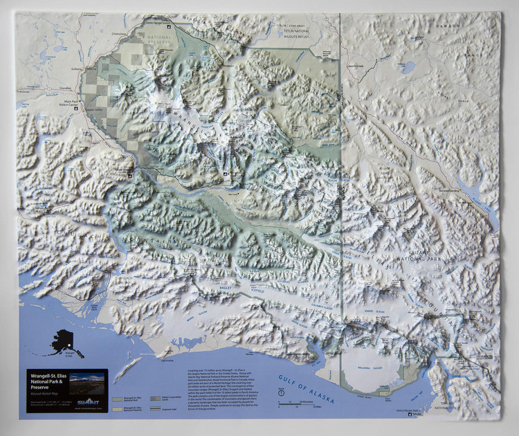 Wrangell-St. Elias National Park Raised Relief Map, image 1, World Maps Online
