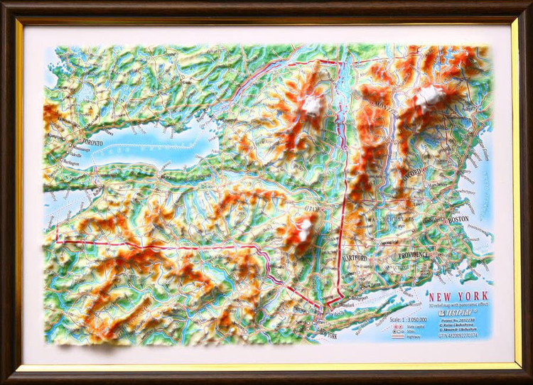 New York State Raised Relief Map, image 1, World Maps Online