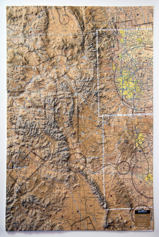 Denver, CO Aeronautical Raised Relief Map, image 1, World Maps Online
