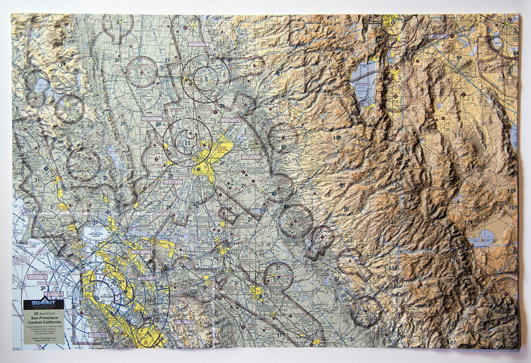 San Francisco, CA Aeronautical Raised Relief Map, image 1, World Maps Online