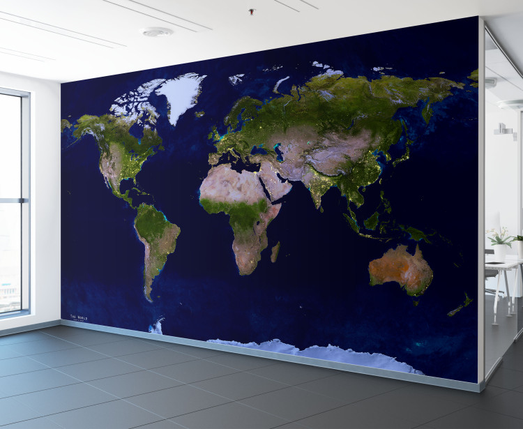Earth at Night NASA "Night Lights" Satellite Image Map Mural in Room