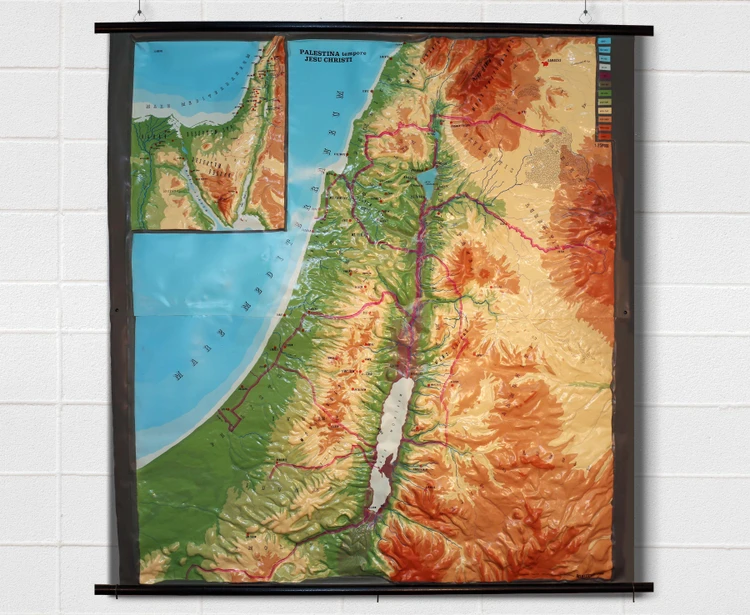 Palestine (Holy Land) Large Extreme Raised Relief Map - Latin Text