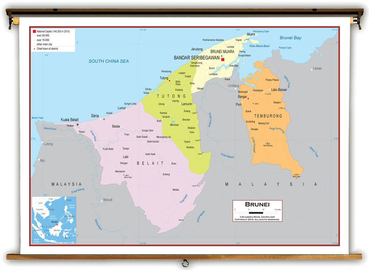 Brunei Political Educational Map from Academia Maps, image 1, World Maps Online