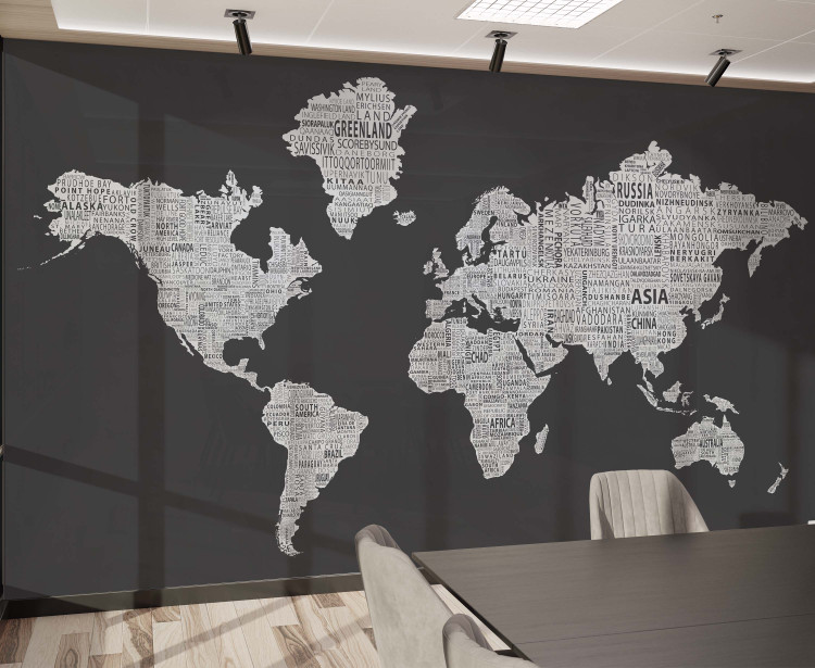 Typography World Text Map Mural - Inverse Grey, World Maps Online