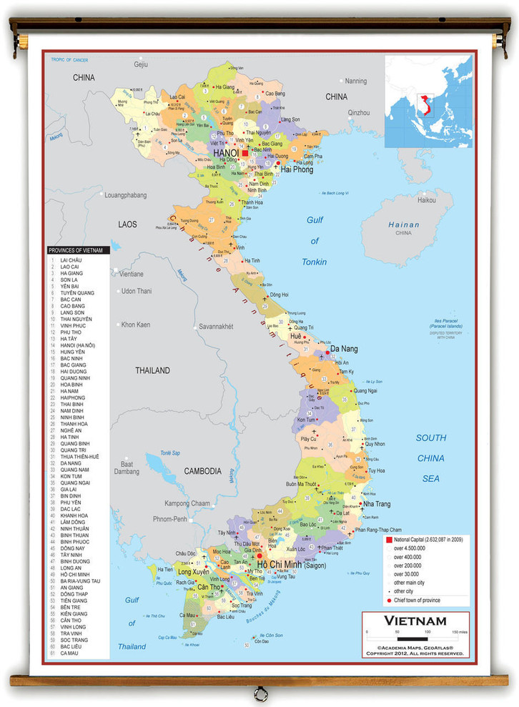 Vietnam Political Educational Map from Academia Maps, image 1, World Maps Online