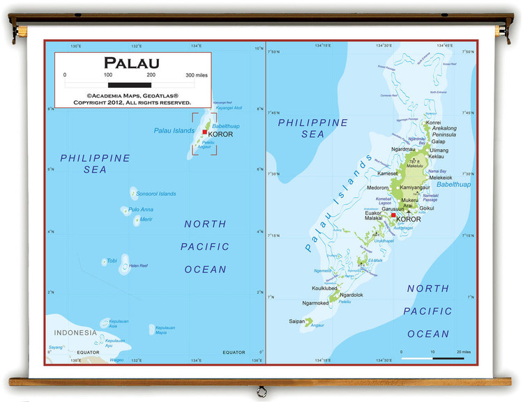 Palau Physical Educational Map from Academia Maps, image 1, World Maps Online