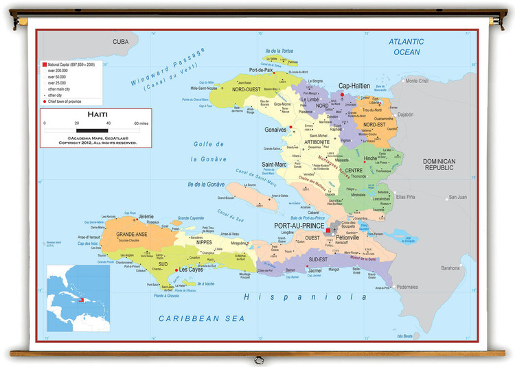 Haiti Political Educational Wall Map from Academia Maps, image 1, World Maps Online