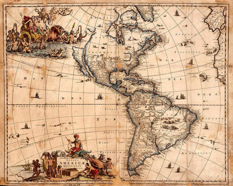 Historical Map of the Americas - 1650, image 1, World Maps Online