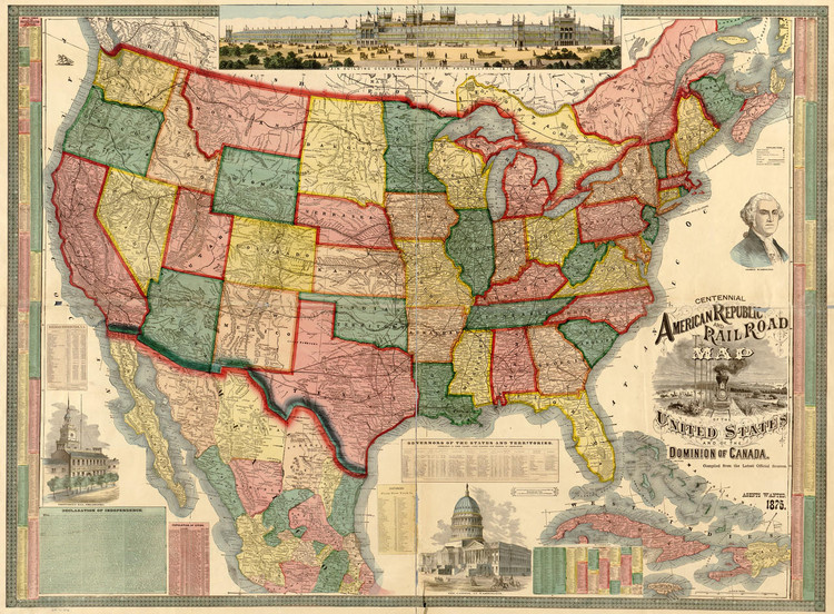 United States 1875 - Wall Map Mural, image 1, World Maps Online