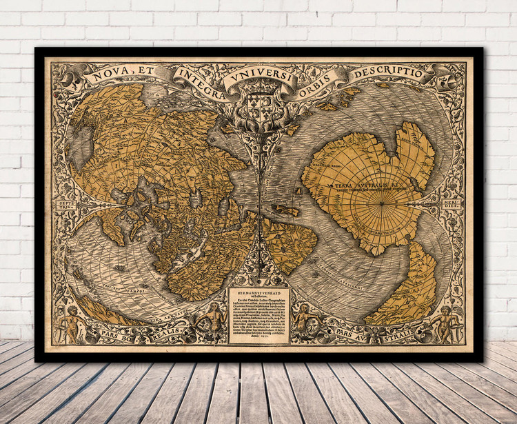 Historic Map - World - 1531 - Polar Projection Hemispheres, image 1, World Maps Online