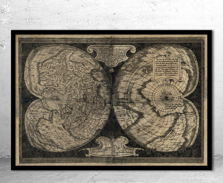 Historical Map of the World - 1538 by Gerhard Mercator, image 1, World Maps Online