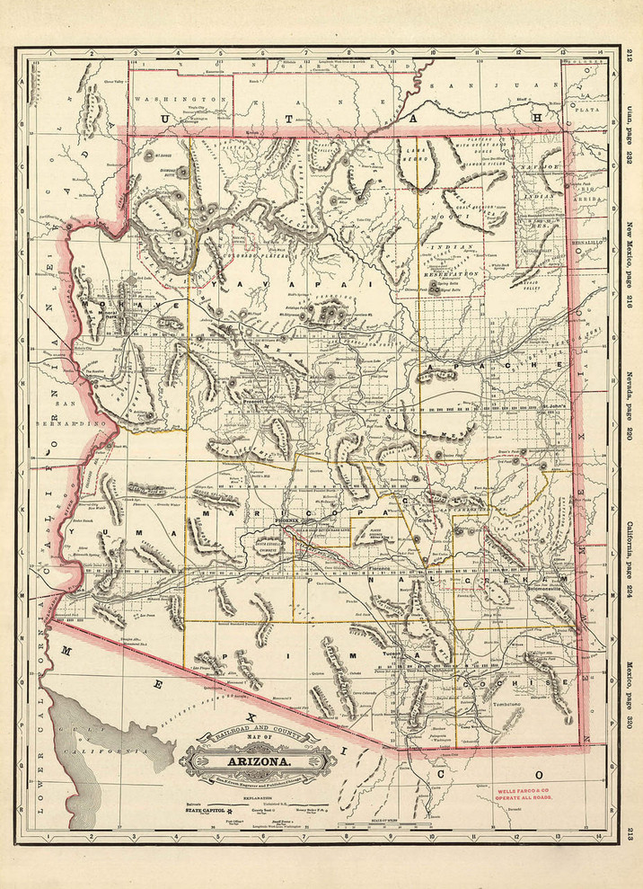 Historic Map - Arizona Railroad Map - 1887, image 1, World Maps Online