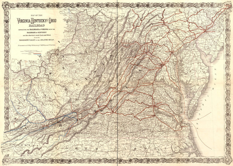 Historic Railroad Map of Kentucky, Virginia & West Virginia - 1881, image 1, World Maps Online