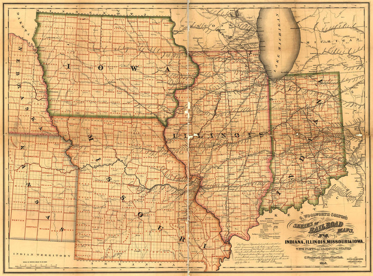 Historic Railroad Map of the Midwest - 1858, image 1, World Maps Online