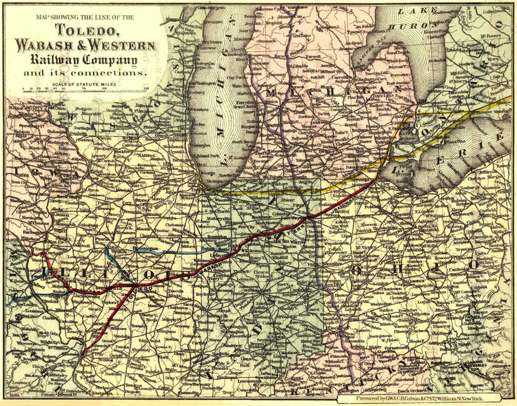 Historic Railroad Map of the Midwest - 1873, image 1, World Maps Online