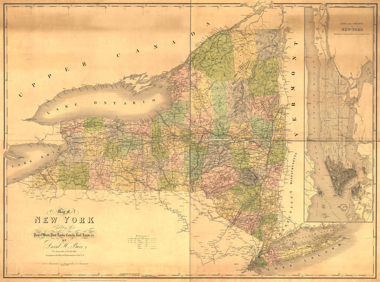 Historic Railroad Map of New York State - 1839, image 1, World Maps Online