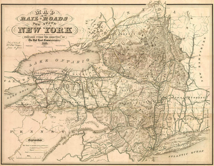 Historic Railroad Map of New York State - 1856, image 1, World Maps Online