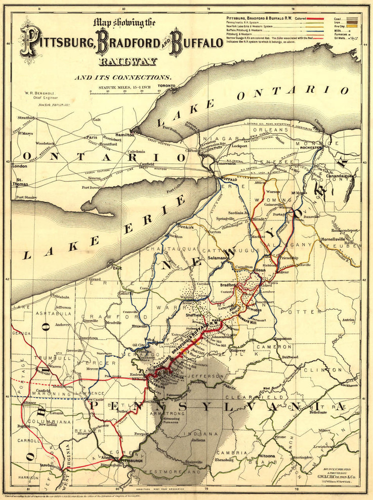 Historic Railroad Map of New York & Pennsylvania - 1882, image 1, World Maps Online