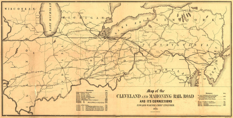 Historic Railroad Map of Ohio & Pennsylvania - 1853, image 1, World Maps Online