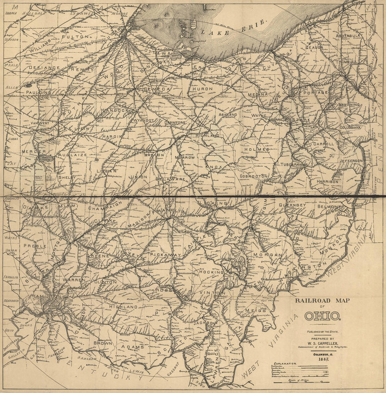 Historic Railroad Map of Ohio - 1887, image 1, World Maps Online