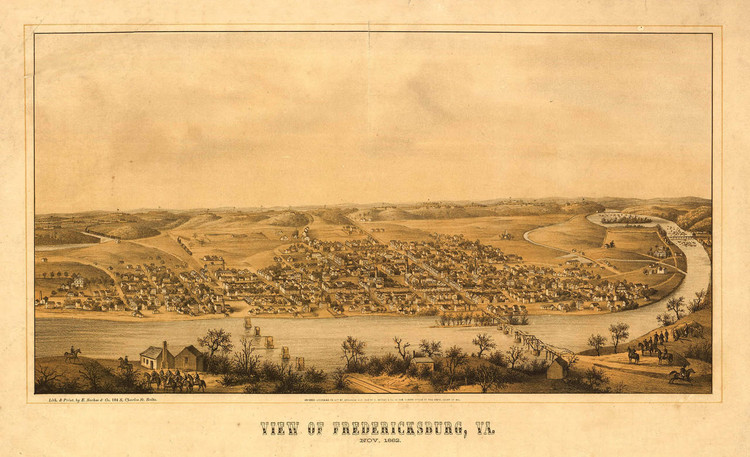 Historic Map - Fredericksberg, VA - 1862, image 1, World Maps Online