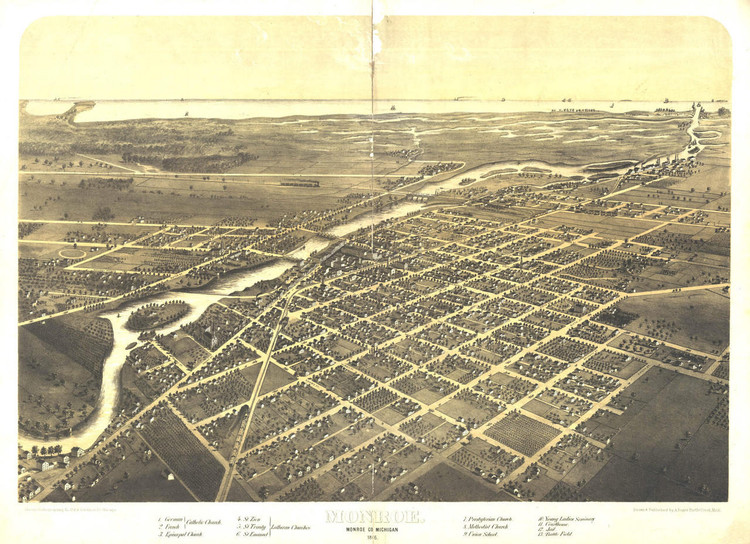 Historic Map - Monroe, MI - 1866, image 1, World Maps Online