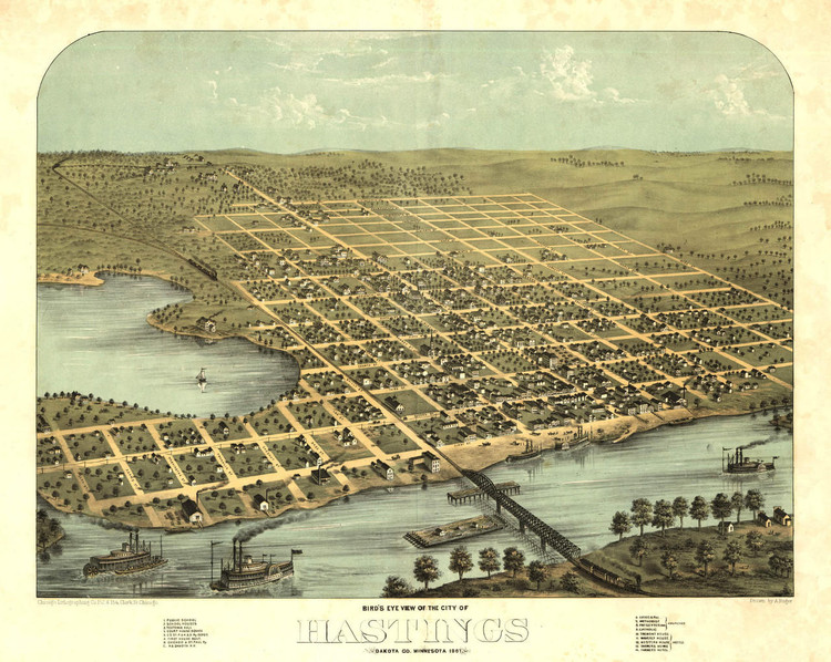 Historic Map - Hastings, MN - 1867, image 1, World Maps Online