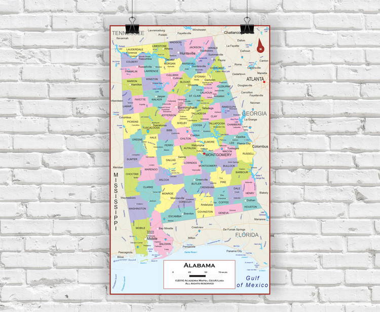 Alabama Wall Map - Political, image 1, World Maps Online