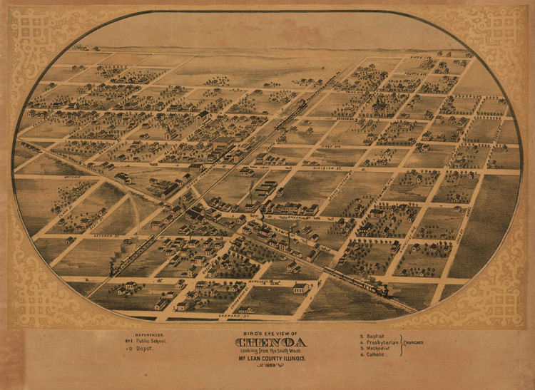 Historic Map - Chenoa, IL - 1869, image 1, World Maps Online