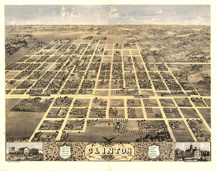 Historic Map - Clinton, IL - 1869, image 1, World Maps Online