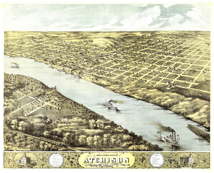 Historic Map - Atchison, KS - 1869, image 1, World Maps Online