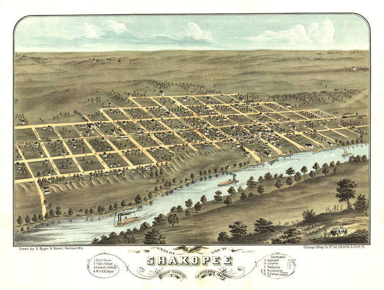 Historic Map - Shakopee, MN - 1869, image 1, World Maps Online