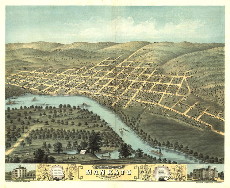Historic Map - Mankato, MN - 1870, image 1, World Maps Online