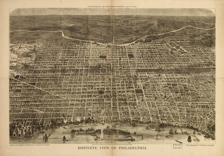Philadelphia, PA Vintage Map Print (1872)| World Maps Online