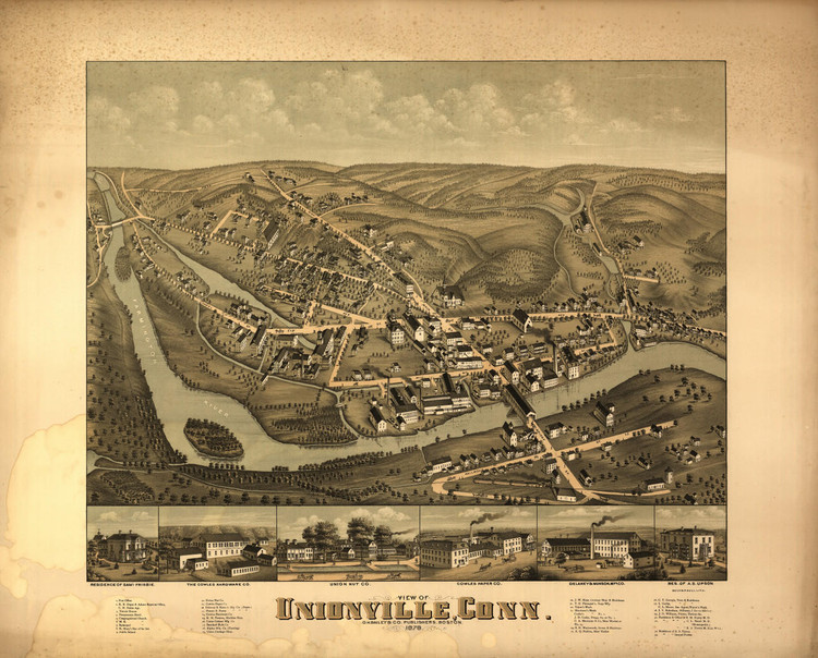 Historic Map Unionville, CT 1878 World Maps Online