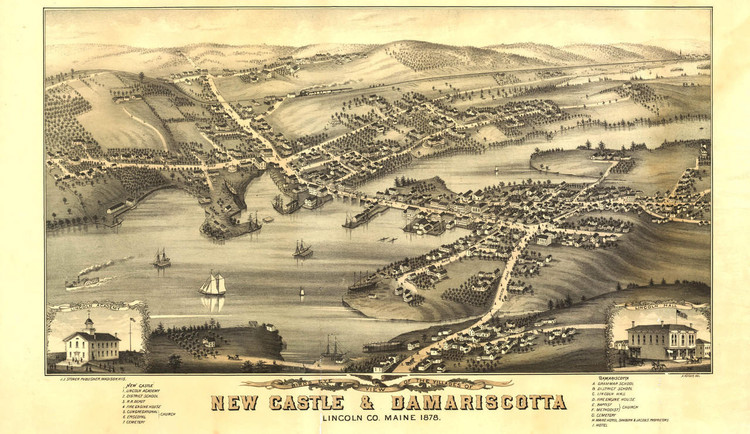 Historic Map - New Castle & Damariscotta, ME - 1878, image 1, World Maps Online