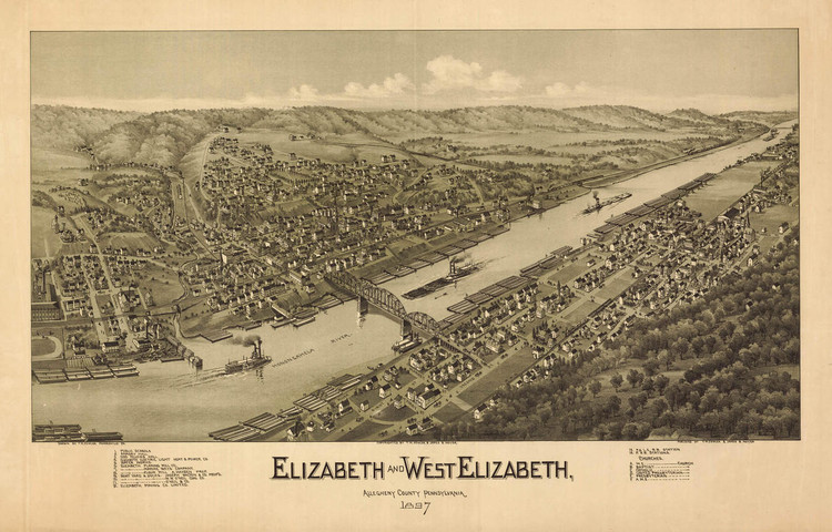 Historic Map - Elizabeth & West Elizabeth, PA - 1897, image 1, World Maps Online