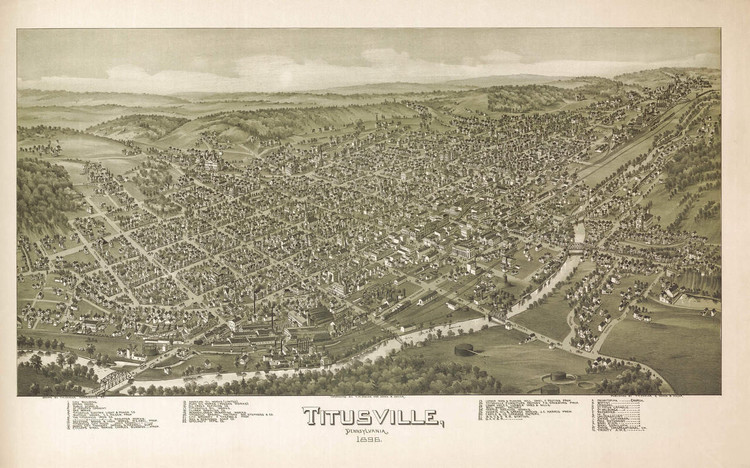 Titusville, PA Vintage Map Print (1896)| World Maps Online