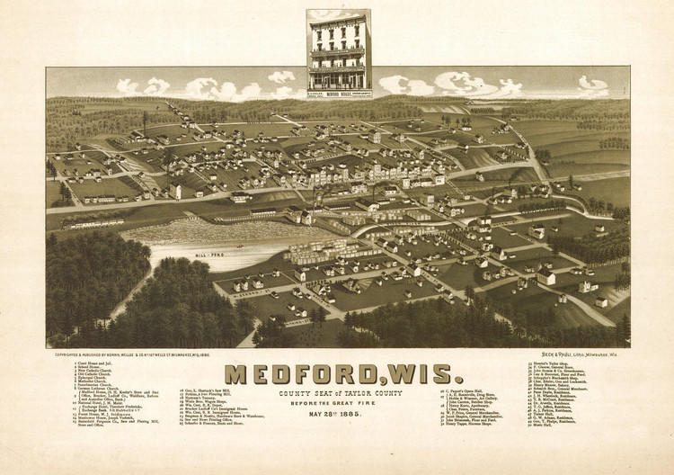 Historic Map - Medford, WI - 1885, image 1, World Maps Online